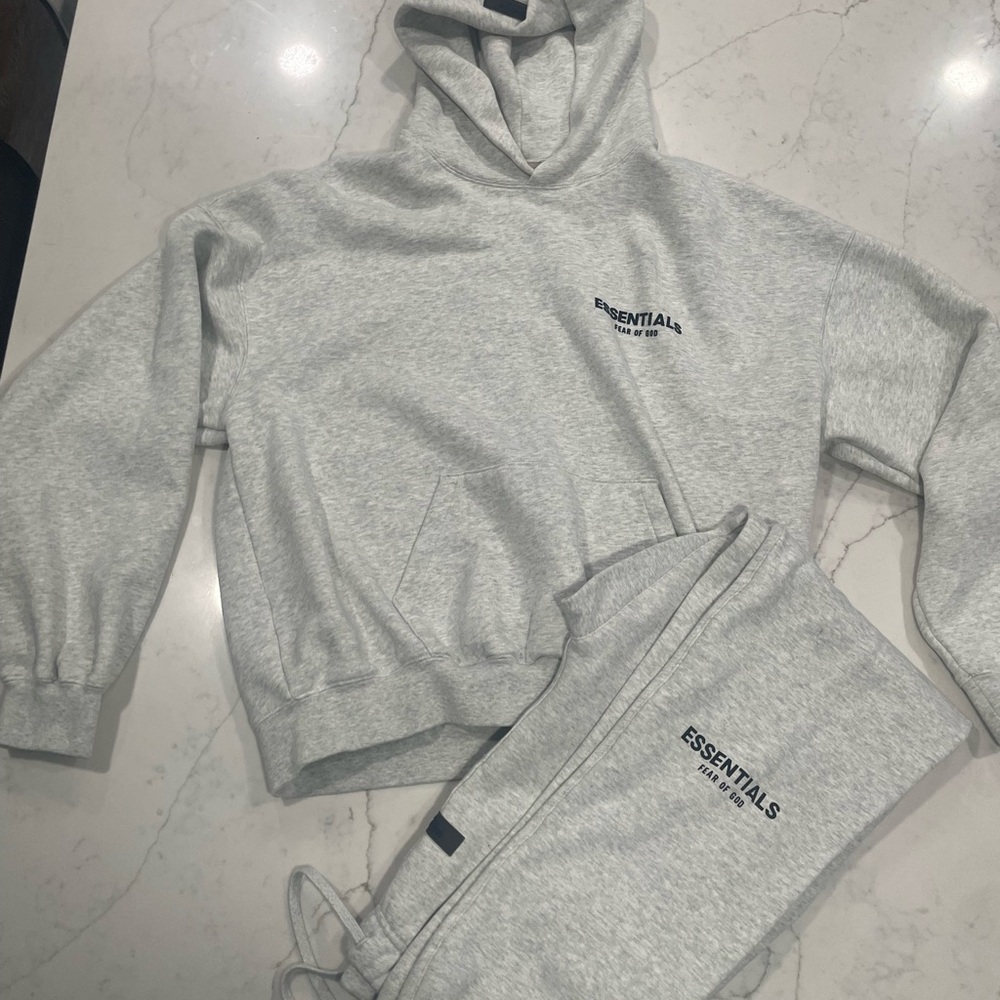 Essentials Light Gray Hoodie and Joggers